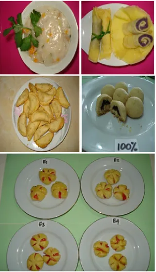 Gambar 11. Bubur  Talas,  Pancake  Talas,  Pastel Talas, Cookies Talas dan  Roti Talas