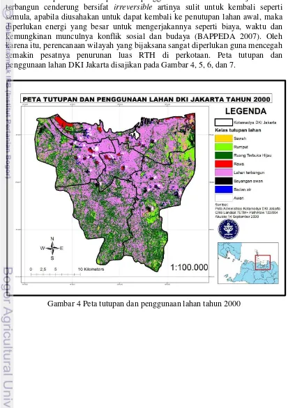 Gambar 4 Peta tutupan dan penggunaan lahan tahun 2000 