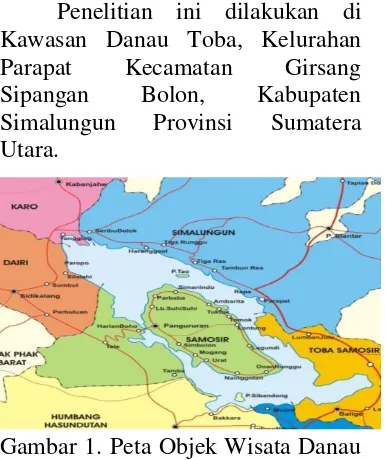 Gambar 1. Peta Objek Wisata Danau Toba Kecamatan Sipangan Bolon, Kabupaten Simalungun, Provinsi Sumatera Utara