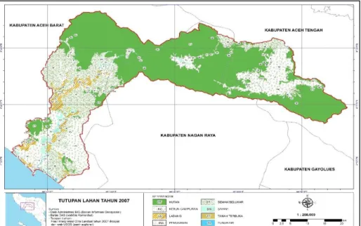 Gambar 1. Tutupan lahan wilayah DAS Krueng Meureubo tahun 2007 