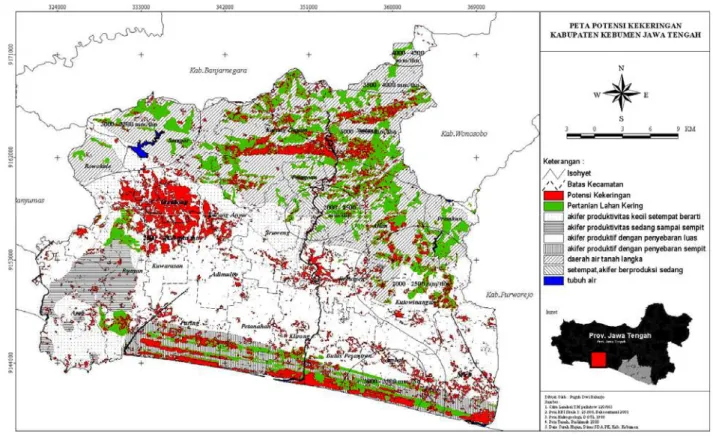 Gambar 7. Peta Identifikasi Potensi Kekeringan Kabupaten Kebumen 