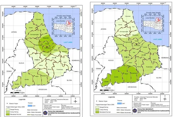 Gambar 3.1 Peta Kekeringan Kabupaten Pati  Tahun 2008