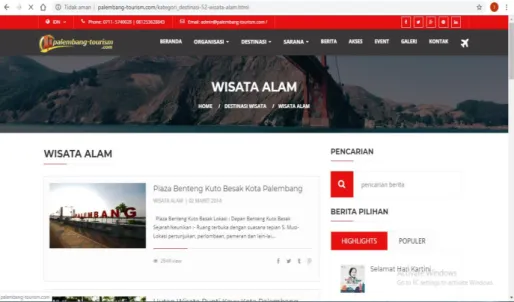 Gambar 3.4 Tools Tampilan Destinasi Website 