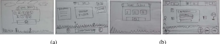 Gambar 4. Storyboard (a) game puzzle dan (b) game advanture 
