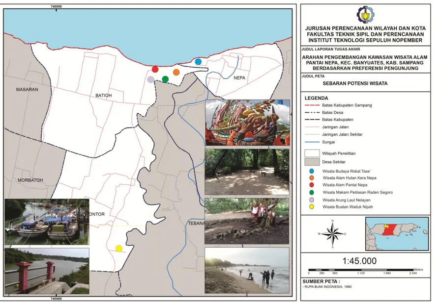 Gambar 4. 5. Peta Sebaran Potensi Wisata di Kawasan Wisata Pantai Nepa 