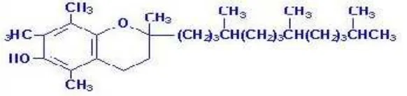 Gambar 2. Struktur kimia α -tokoferol (Junquieira dan Carneiro 1998).