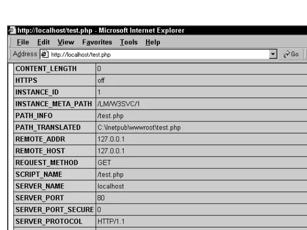 Figure 4- 4: Personal Web Server variables