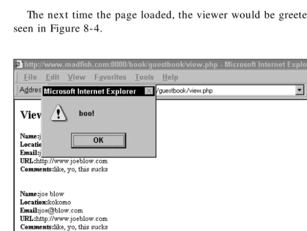 Figure 8- 3: Page for administering the guestbook