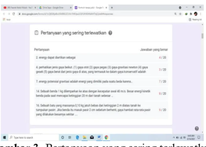 Gambar 3. Pertanyaan yang sering terlewatkan 