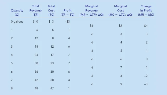 Table 2  Profit Maximization: A Numerical Example