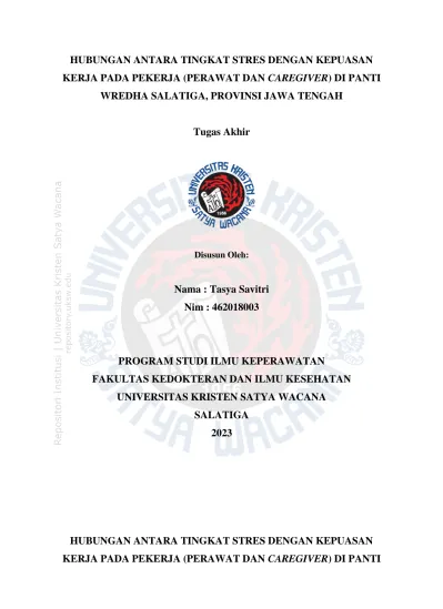 HUBUNGAN ANTARA TINGKAT STRES DENGAN KEPUASAN KERJA PADA PEKERJA ...