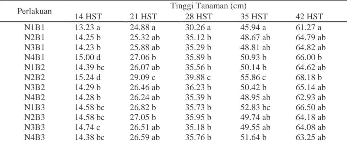 Tabel 1. Rata-Rata i Tinggi i Tanaman i Cabai i Merah Keriting i Pada i Umur Pengamatan   14 HST, 21 HST, i 28 HST, i 35 HST, i 42 HST