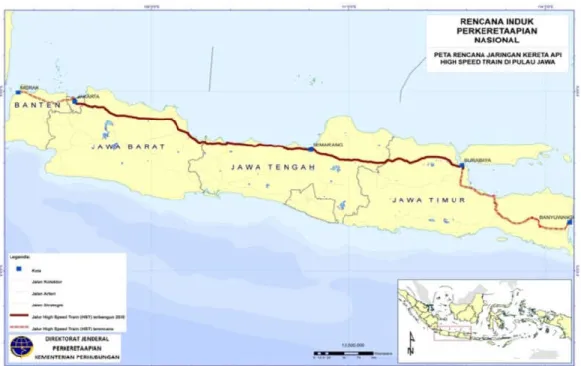 Gambar 2 Peta Rencana Jaringan Kerta Api Cepat di Pulau Jawa 2030 