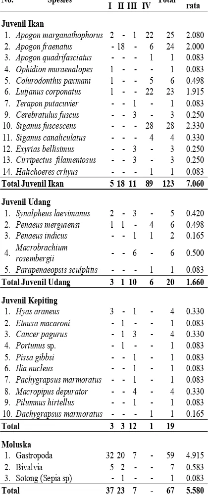 Tabel 3. Jenis-Jenis Juvenil Ikan (Panjang 2-7 
