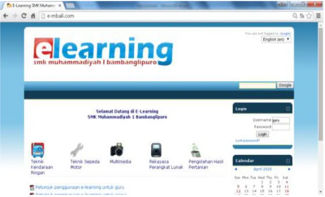 Gambar 2.  Halaman Depan Portal E-Learning 