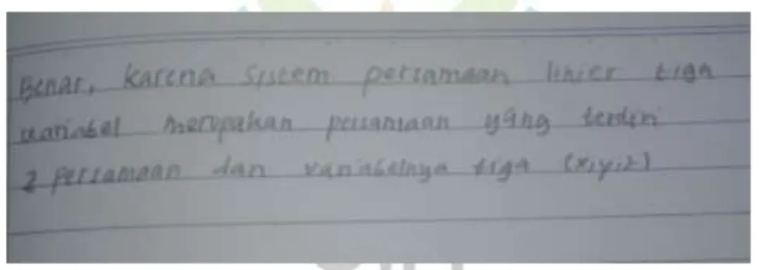 Gambar 1. 1 Salah Satu Lembar Jawaban Siswa Nomor Satu 