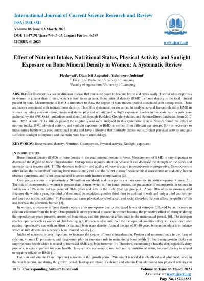 Title : effect of nutrient intake, nutritional status, physical