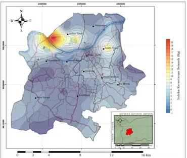 Gambar 6. Peta distribusi indeks kerentanan seismik (Kg) Kota Jambi 