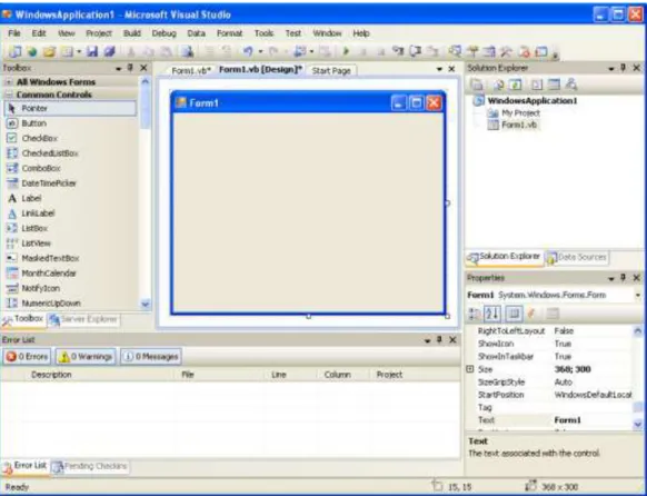 Gambar  II.2.  Tampilan Visual Studio 2010  (Sumber : Christopher Lee ; 2007) 