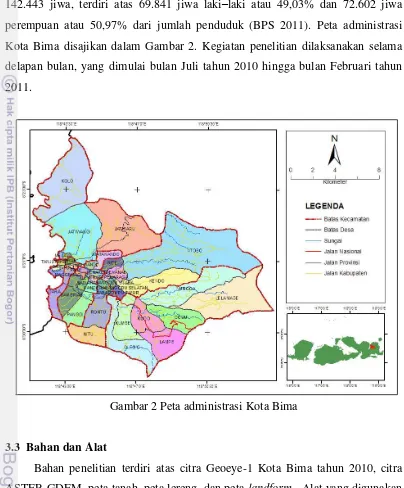 Gambar 2 Peta administrasi Kota Bima 