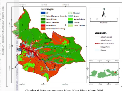 Tabel 5 Penggunaan lahan Kota Bima tahun 2010 
