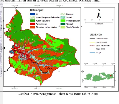 Gambar 7 Peta penggunaan lahan Kota Bima tahun 2010 