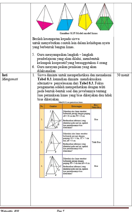 Tabel 8.3, kemudian diminta  mendiskusikan 