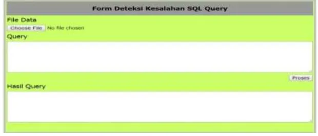 Gambar 1. Form Deteksi Kesalahan Perintah SQL Query 