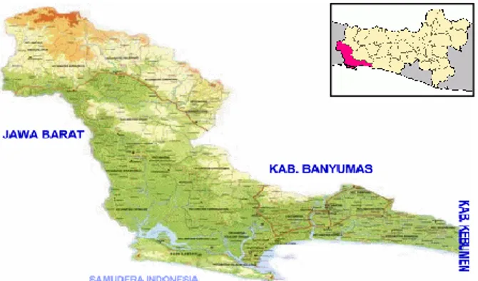 Gambar 1. Kabupaten Cilacap (Inset: Propinsi  Jawa Tengah) 