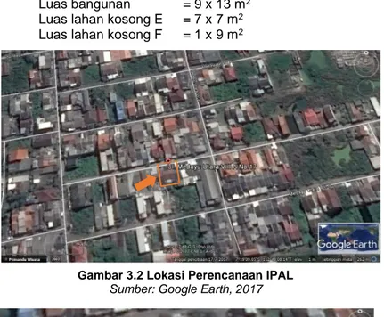 Gambar 3.2 Lokasi Perencanaan IPAL  Sumber: Google Earth, 2017 