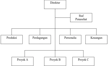 Gambar 3.4 Struktur Organisasi Bentuk Fungsional dan Staf 