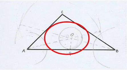 Gambar 4. Hasil kerja siswa yang tidak dapat melukis lingkaran dalam segitiga Sumber: Arsip Peneliti Analisis hasil wawancara diperoleh informasi bahwa siswa kesulitan 