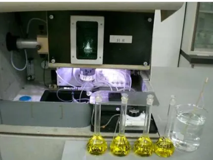 Gambar 3.7 Spektrometer Emisi Atom ICP dan Larutan Sampel 