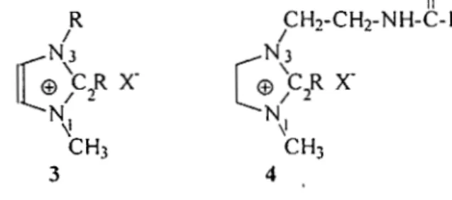 Gambar  5.1.  Struktur  Kation  lmidazolium  3  dan  Fatty  imidazolinium  4 0 II CH.,-CH2-NH-C-R I - G(£) N3 N\l 'c.,R 1  - x CH3 4 