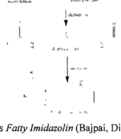 Gambar  5.3.  Mekanisme  Reaksi  Pembentukan  Fattv  Imidazolin  dari  Asam  Lemak dan  Dietilentriamin  (Wahyuningrurn