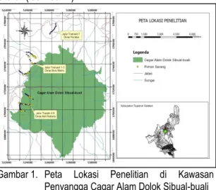 Gambar 1.  Peta  Lokasi  Penelitian  di  Kawasan  Penyangga Cagar Alam Dolok Sibual-buali  