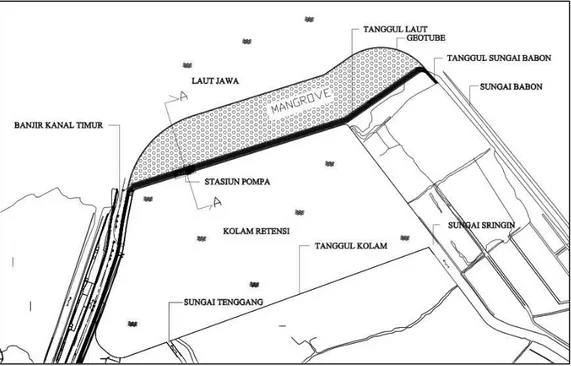 Gambar 8. Denah Kolam Retensi Sistem Polder Semarang Timur