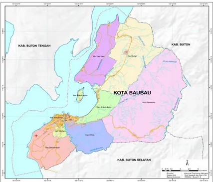 Gambar 1. Peta Wilayah Administrasi Kota Baubau   Pendekatan Penelitian 