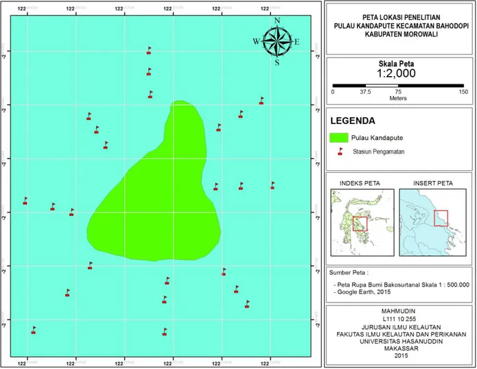 Gambar 1. Peta lokasi penelitian Pulau Kandapute 