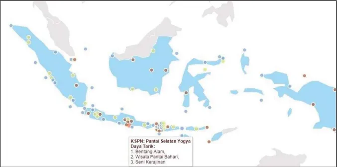 Gambar 1. Peta 88 Lokasi KSPN dan Posisi Potensi Wisata Bahari di DIY 