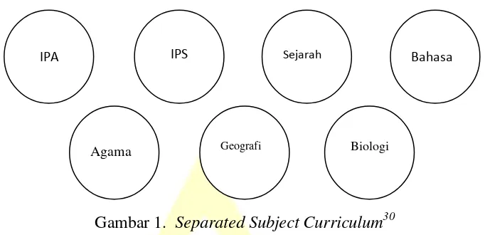 Gambar 1.  Separated Subject Curriculum30 