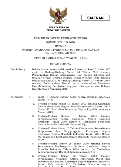 BUPATI SERANG PROVINSI BANTEN