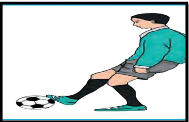 Gambar 6. Menghentikan/ mengontrol bola dengan telapak kaki.  (Sumber: Roji, 2014: 5) 