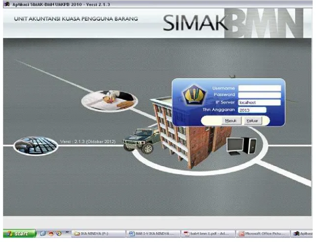 Gambar. 4.2     Tampilan Awal Program Aplikasi SIMAK BMN 