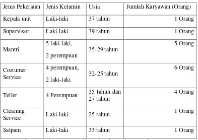 Tabel 3: Data SDM Bank BRI Unit Willem Iskandar Cabang Medan Asia Pasar 
