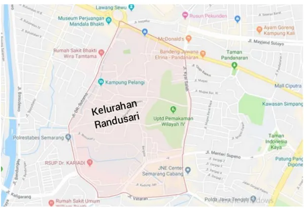 Gambar 2.1 Peta Kelurahan Randusari (Sumber: google.com) 