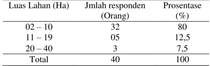 Tabel 7. Luas lahan responden petani kopra 