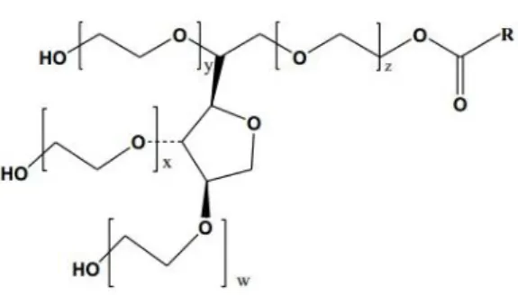 Gambar 3. Struktur molekul tween 80 (Song, dkk., 2012) 