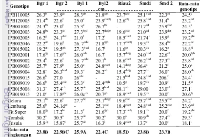 Tabel 7. Tinggi dikotomus 15 genotipe cabai pada 7 lingkungan  