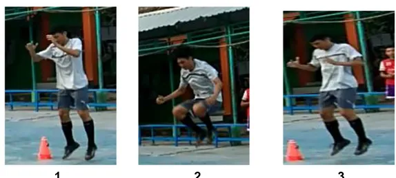 Gambar 6. Latihan Hight Jump Tanpa Bola (Dokumentasi Pribadi)  Berikut langkah-langkah melakukan high jump: 